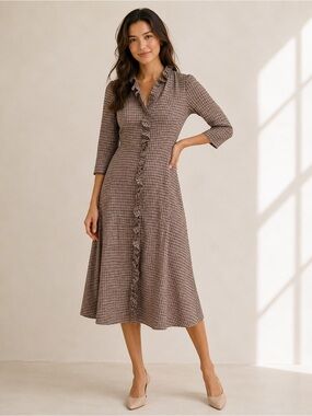 Jane Atelier Plaid Maxi Vintage Inspired Plaid Maxi  Dress Ruffle Cottagecore 6